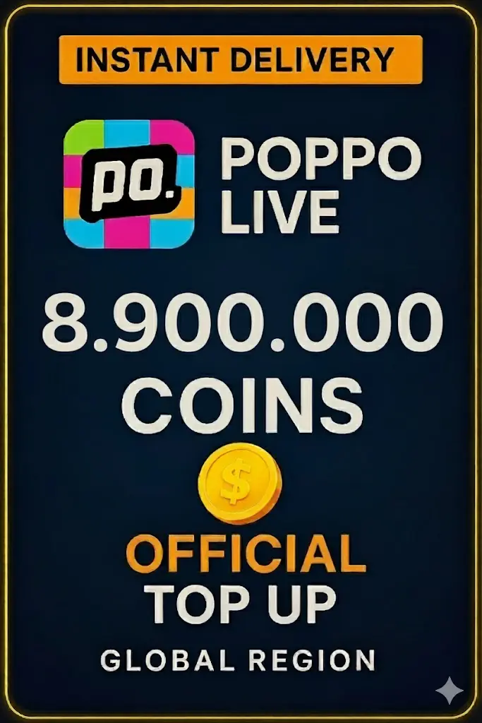 Poppo Live - 8900000 Coins (Top-Up) Poppo Live - 8900000 Coins (Top-Up)