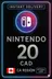 Nintendo eShop Prepaid Card - 20 CAD