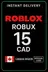 Roblox 15 CAD Game Card (CA)