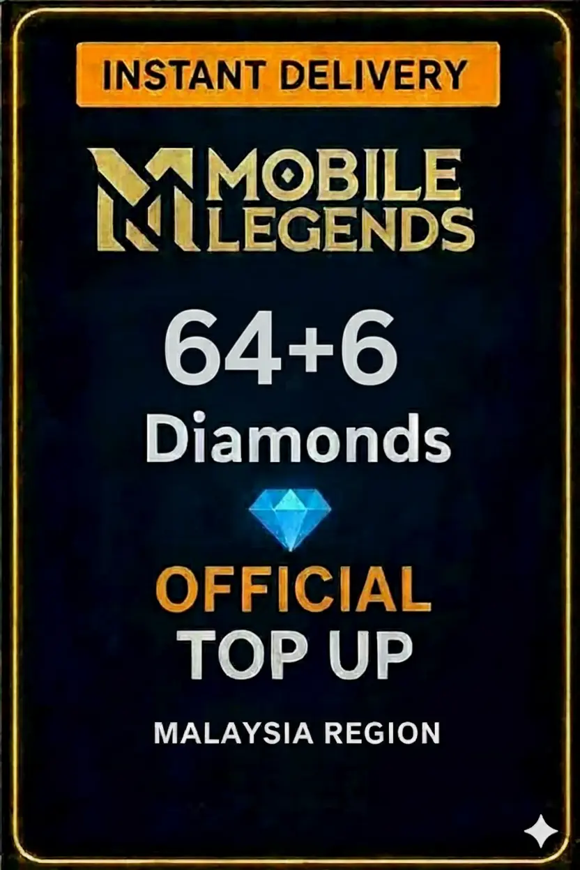 Mobile Legends 64 Berlian + 6 Bonus Top-Up (Malaysia) Mobile Legends 64 Berlian + 6 Bonus Top-Up (Malaysia)