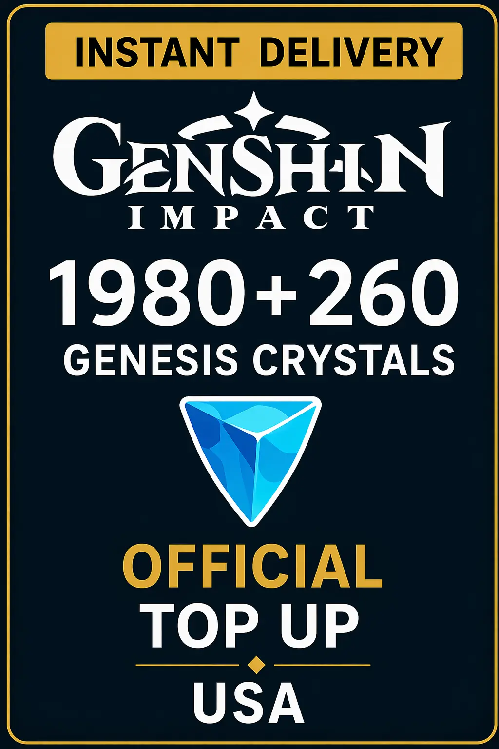 Genshin Impact 1980 + 260 Genesis Crystals Top Up (USA)
