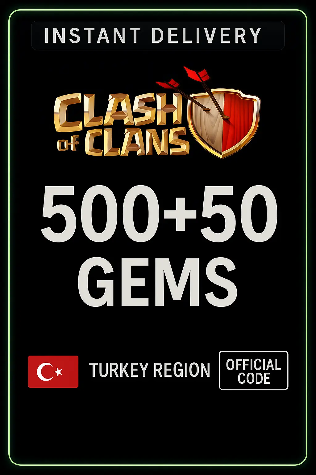 Clash of Clans - 500 + 50 Gems (Top-Up) - Turkey Clash of Clans - 500 + 50 Gems (Top-Up) - Turkey