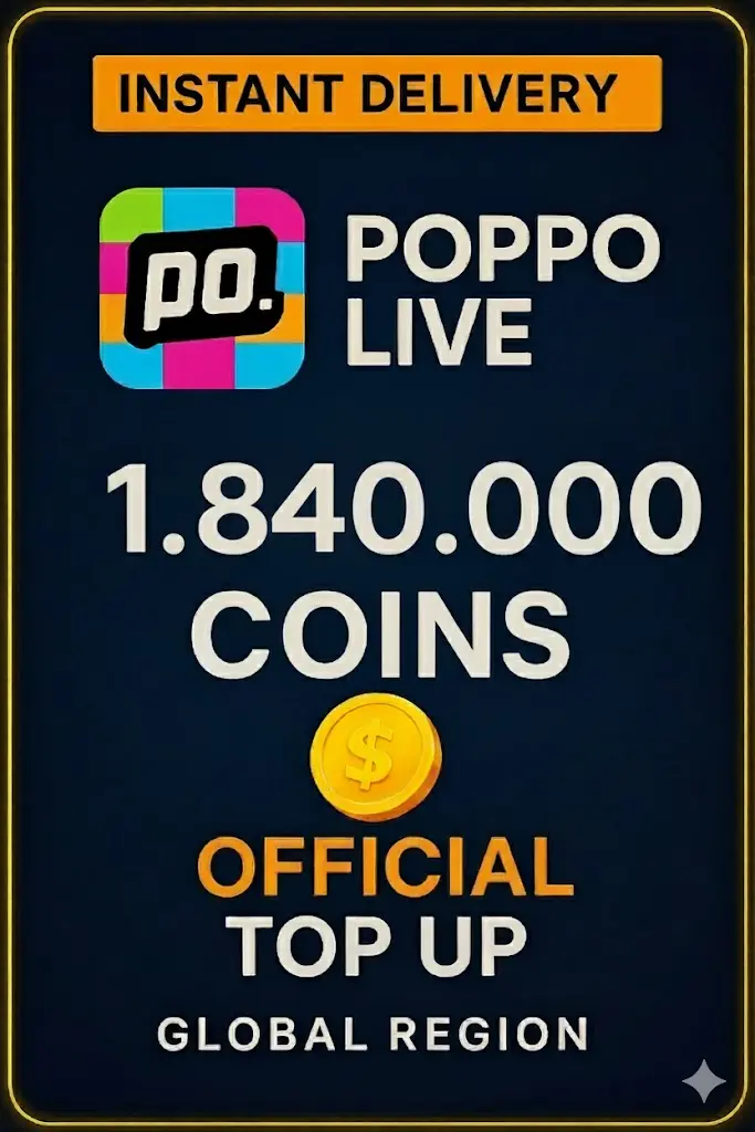 Poppo Live - 1840000 Coins (Top-Up) Poppo Live - 1840000 Coins (Top-Up)