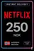 Tarjeta de regalo de Netflix 250 NOK