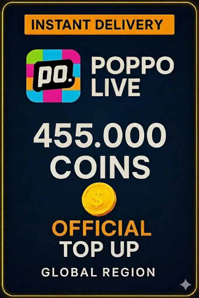 Poppo Live - 455000 Coins (Top-Up) Poppo Live - 455000 Coins (Top-Up)
