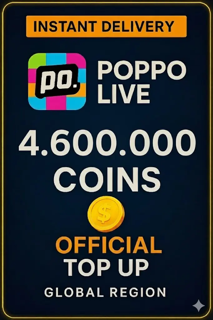Poppo Live - 4600000 Coins (Top-Up) Poppo Live - 4600000 Coins (Top-Up)