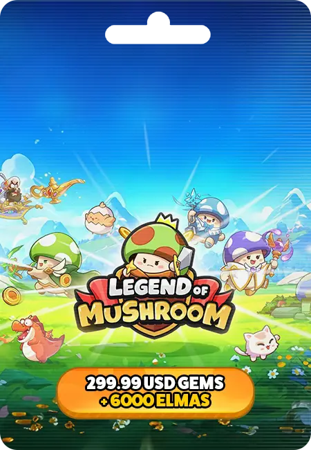 Lenda do Cogumelo 299,99 USD Gemas + 6000 Elmas Lenda do Cogumelo 299,99 USD Gemas + 6000 Elmas