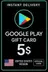 Подарочная карта Google Play - США 5 $
