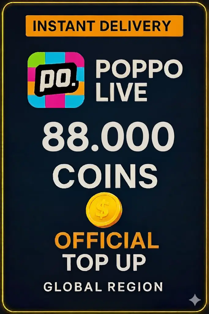 Poppo Live - 88000 Coins (Top-Up) Poppo Live - 88000 Coins (Top-Up)
