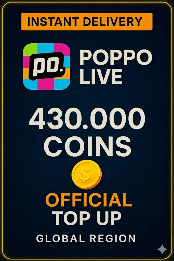 Poppo Live - 430000 Coins (Top-Up) Poppo Live - 430000 Coins (Top-Up)