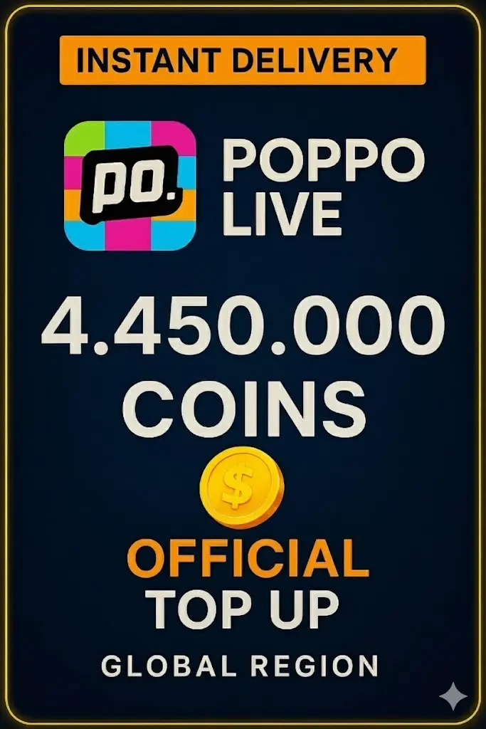 Poppo Live - 4450000 Coins (Top-Up) Poppo Live - 4450000 Coins (Top-Up)