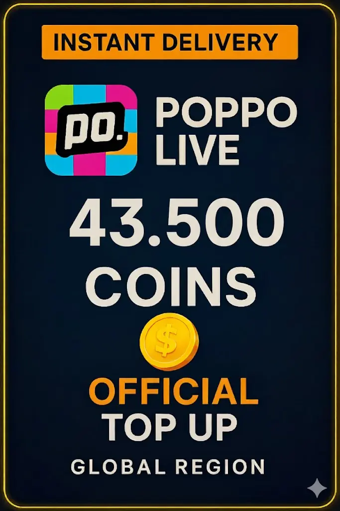 Poppo Live - 43500 Coins (Top-Up) Poppo Live - 43500 Coins (Top-Up)