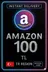 بطاقة هدايا أمازون 100 ليرة تركية