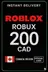 Roblox 200 CAD Game Card (CA)