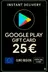 Подарочная карта Google Play - Европа 25 €