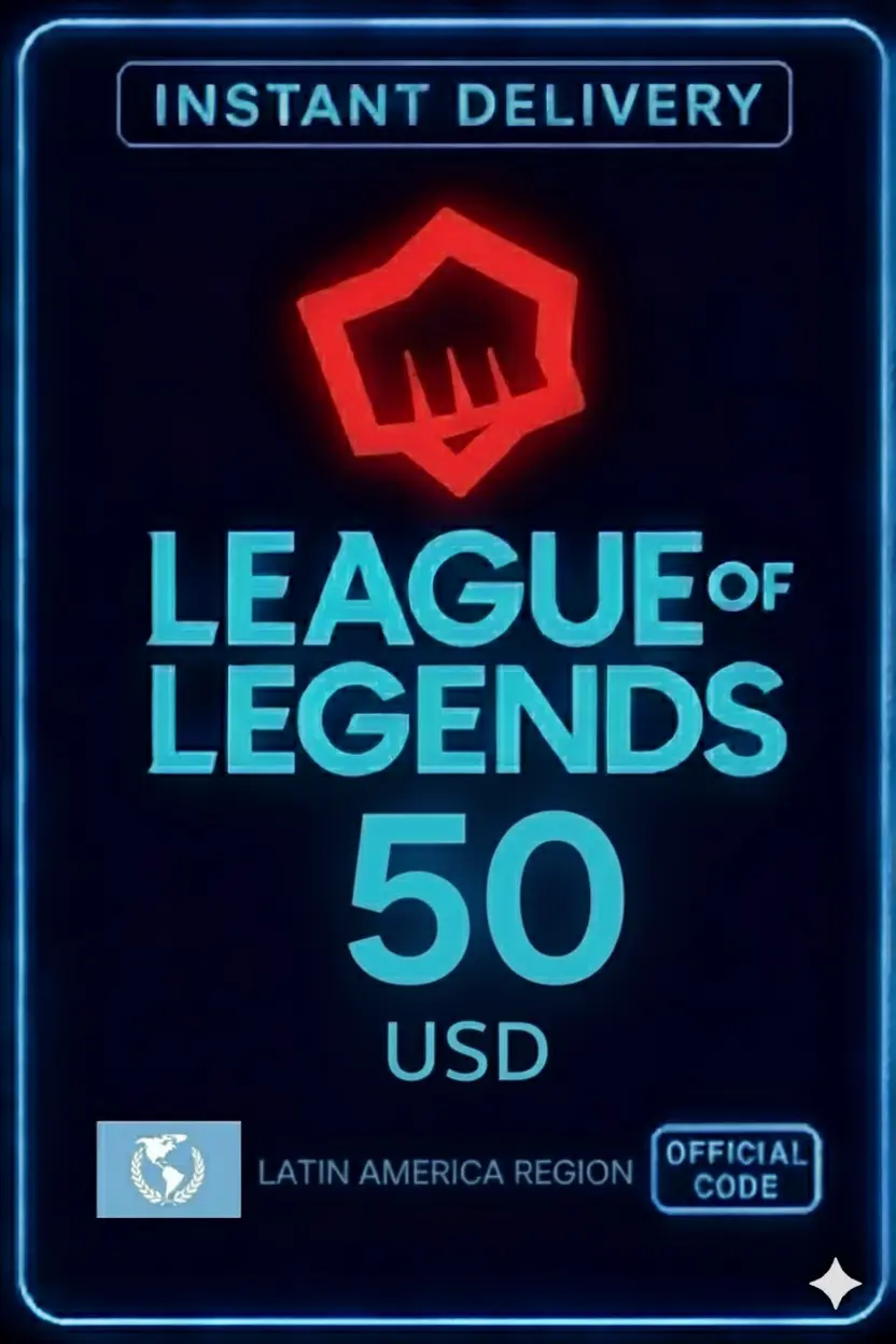 League Of Legends - Tarjeta de Regalo de Riot de 50 USD League Of Legends - Tarjeta de Regalo de Riot de 50 USD