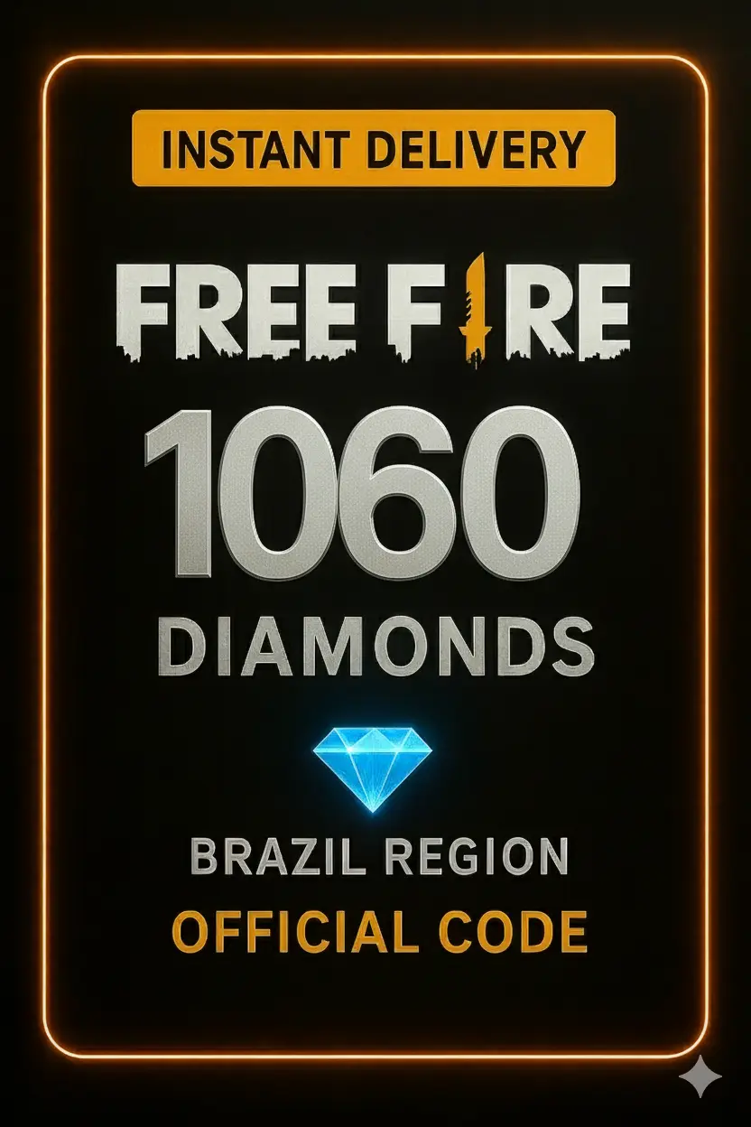 Free Fire - 1060 Diamantes Código + 10% de Bônus Brazil Free Fire - 1060 Diamantes Código + 10% de Bônus Brazil