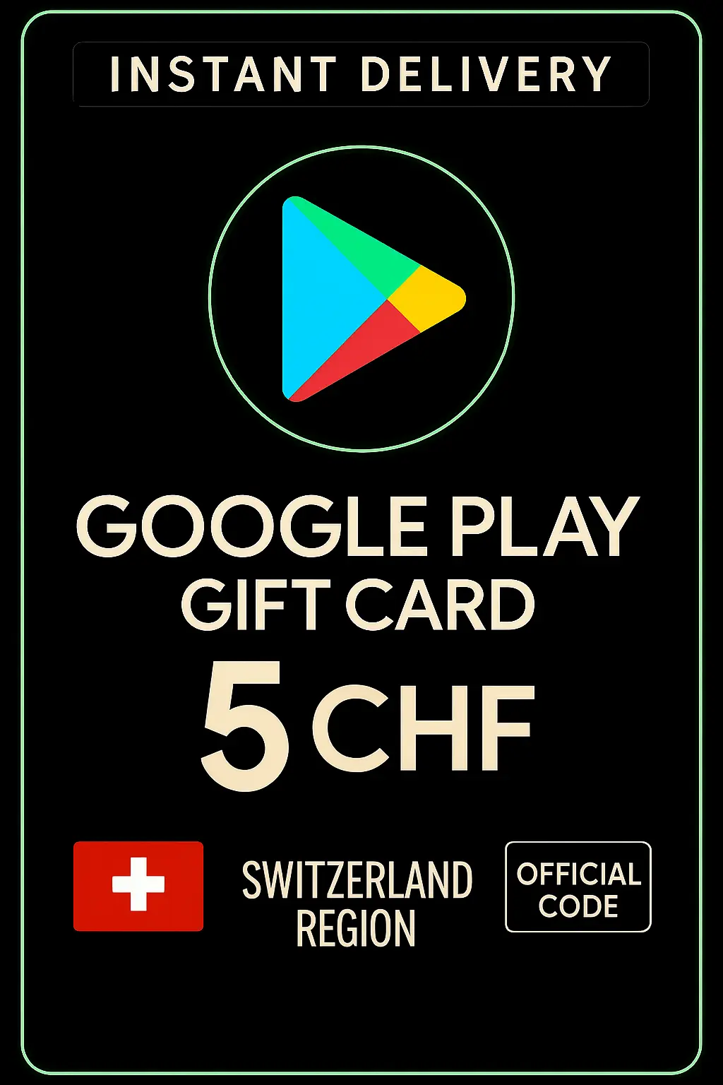 Google Play Dárková karta - Švýcarsko CHF 5 Google Play Dárková karta - Švýcarsko CHF 5