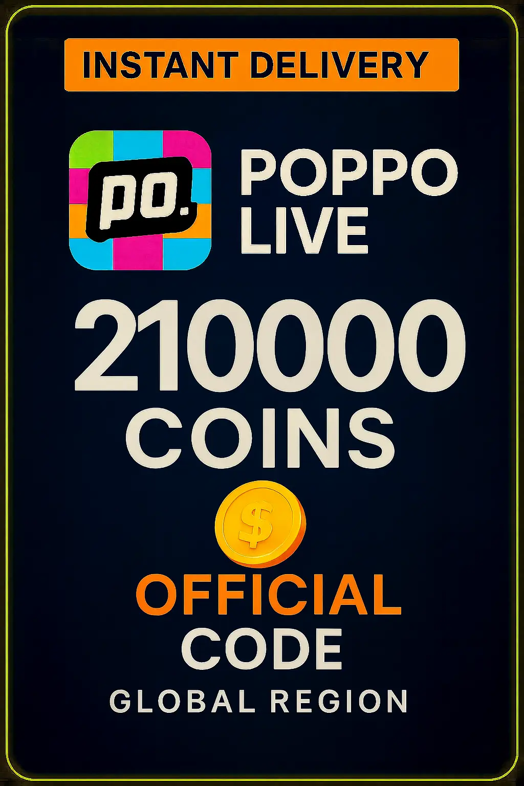 Poppo Ao Vivo - 210000 Moedas Poppo Ao Vivo - 210000 Moedas