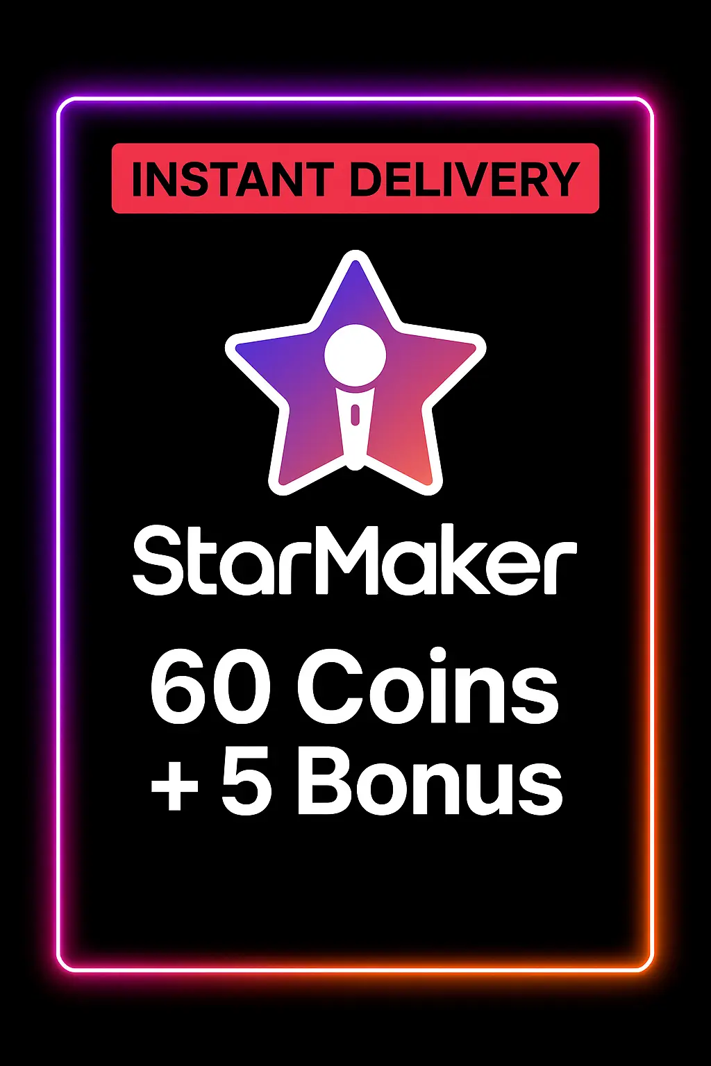 StarMaker 60 Coins + 5 Bonus Top Up StarMaker 60 Coins + 5 Bonus Top Up