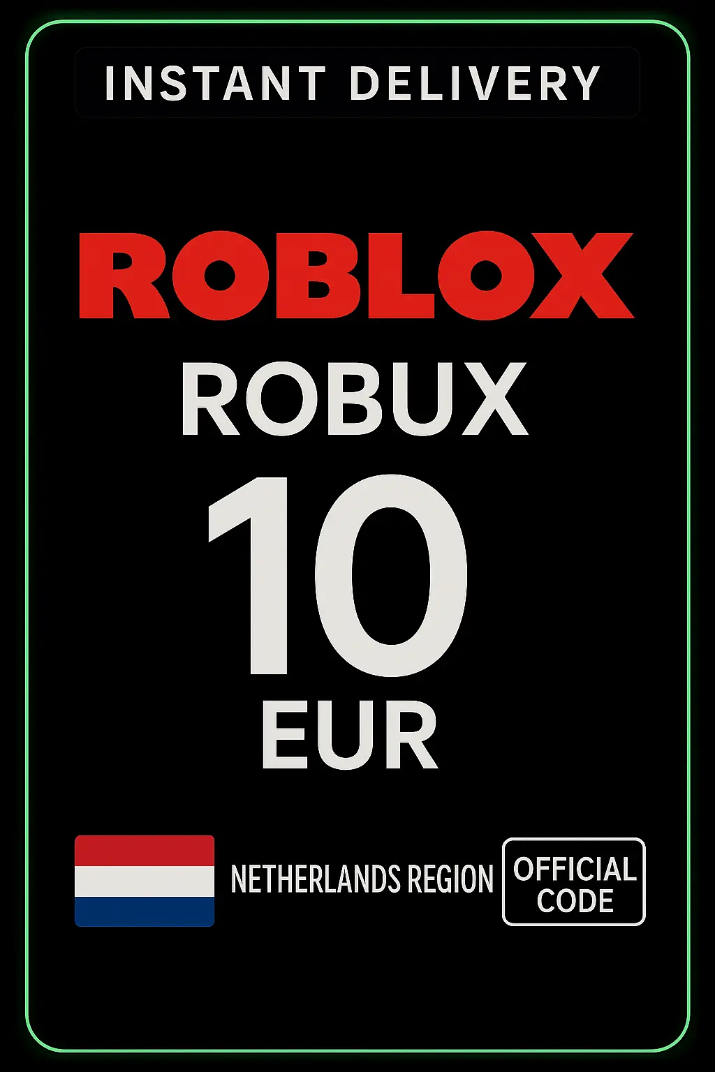 بطاقة لعبة روبلوكس 10 يورو (هولندا) بطاقة لعبة روبلوكس 10 يورو (هولندا)