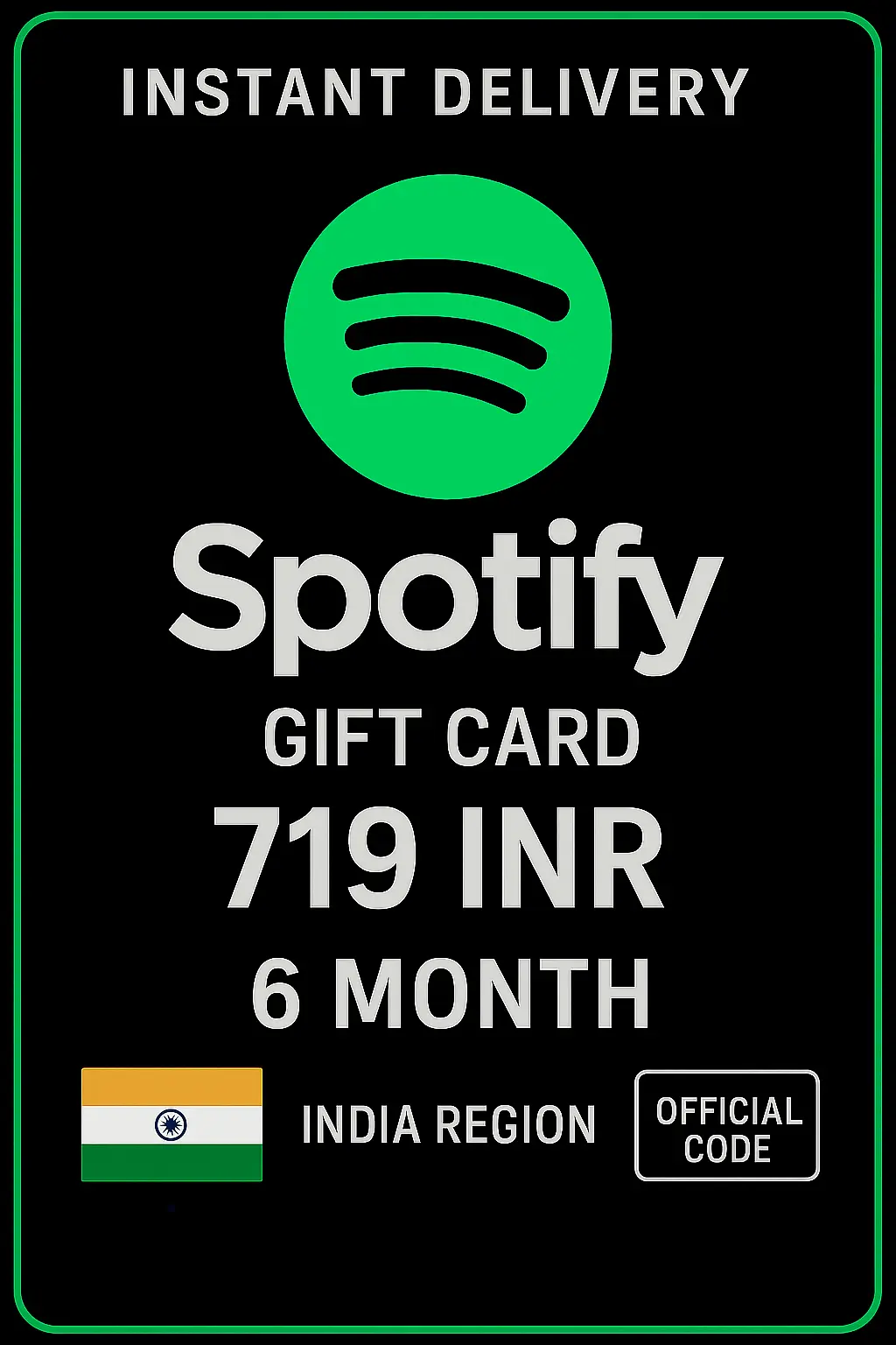 Spotify Gift Card India - 6 Month - 719 INR Spotify Gift Card India - 6 Month - 719 INR