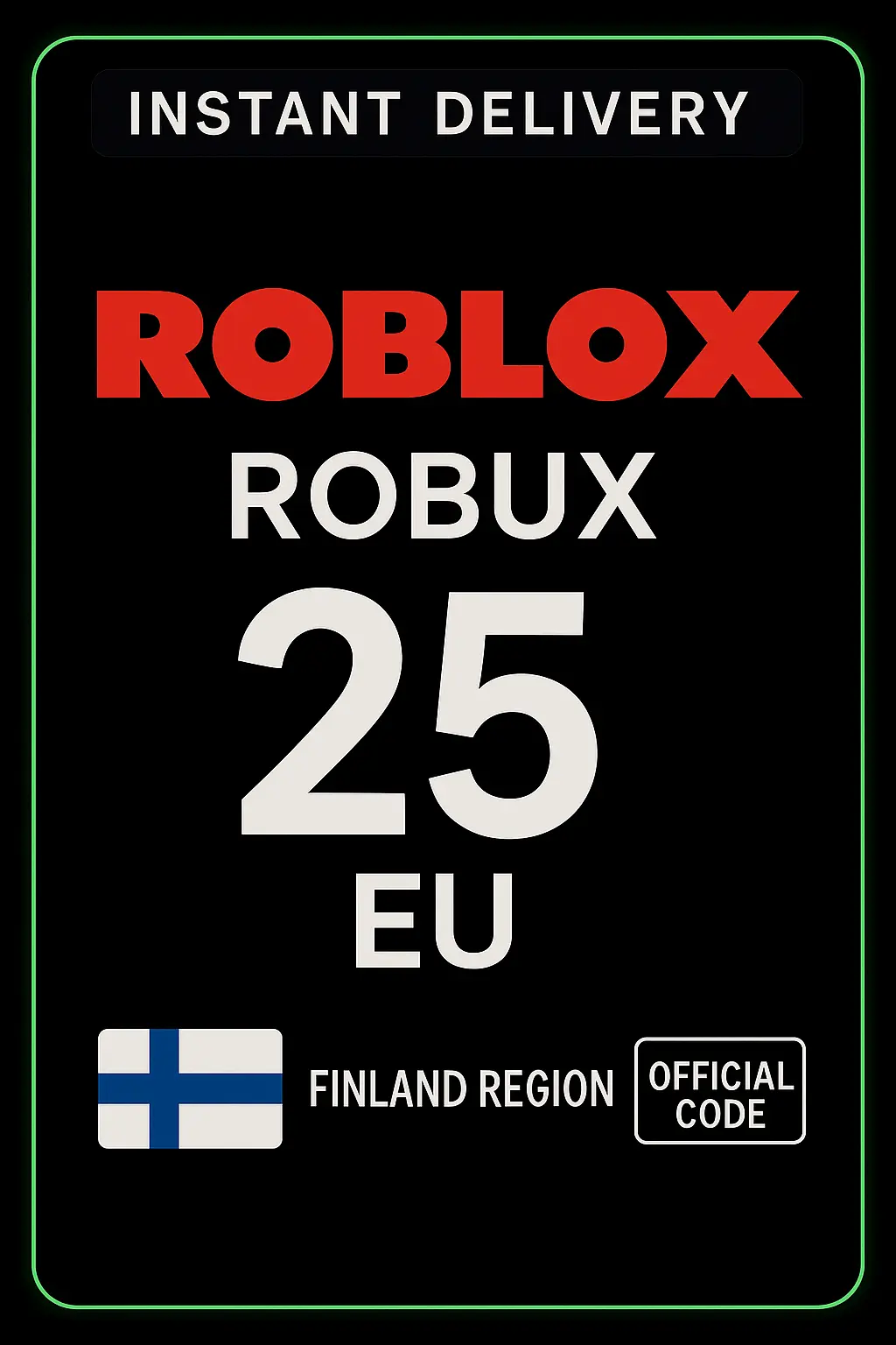 بطاقة لعبة روبلوكس بقيمة 25 يورو (الاتحاد الأوروبي) بطاقة لعبة روبلوكس بقيمة 25 يورو (الاتحاد الأوروبي)