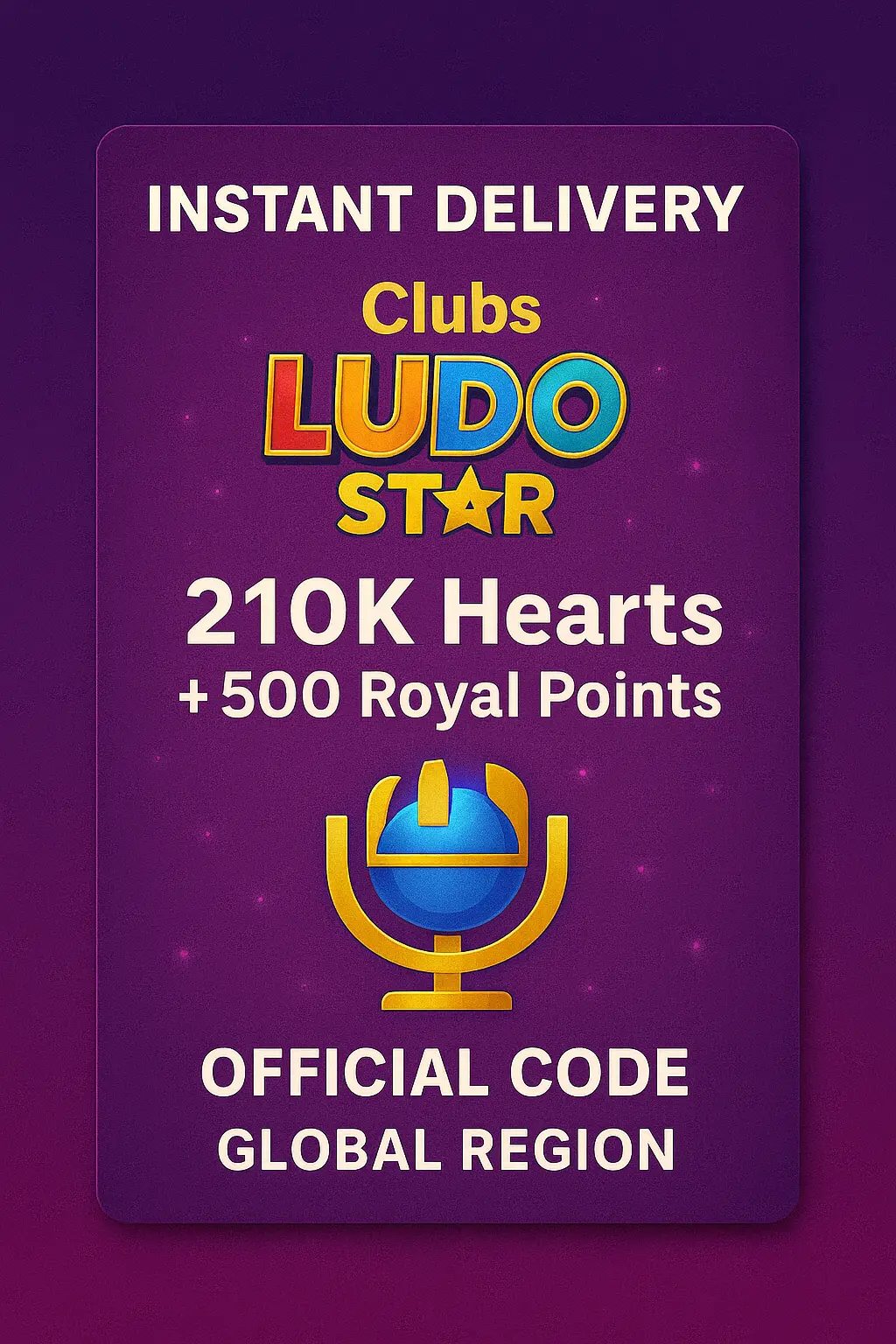 Clubs Ludo Star - 210K Hearts + 500 Royal Points Clubs Ludo Star - 210K Hearts + 500 Royal Points