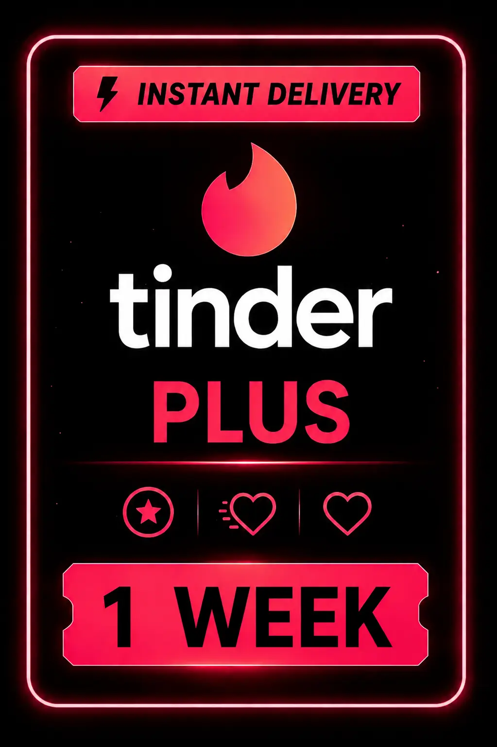 Tinder Plus Code - 1 Week Tinder Plus Code - 1 Week