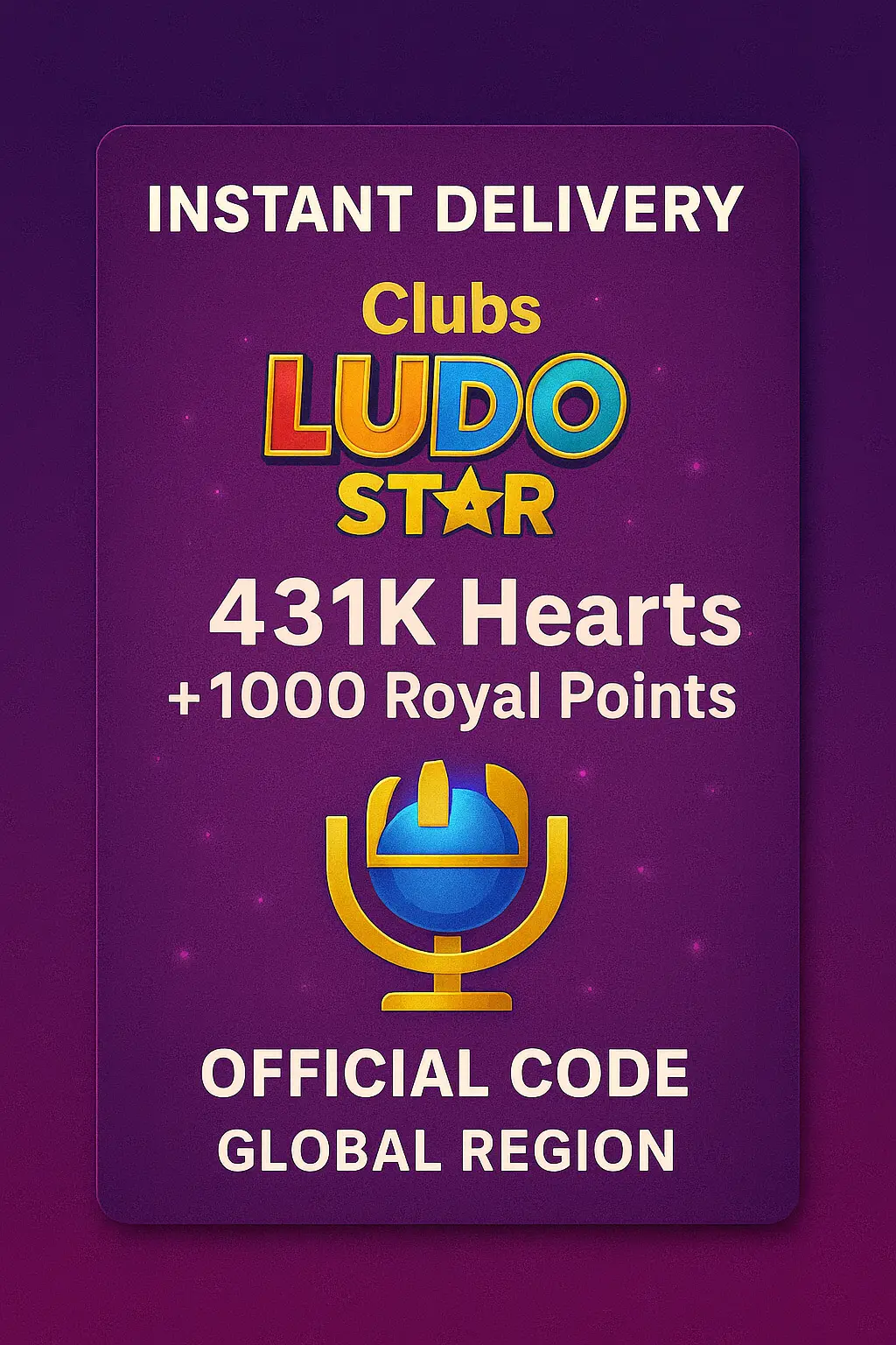 Clubs Ludo Star - 431K Hearts + 1000 Royal Points Clubs Ludo Star - 431K Hearts + 1000 Royal Points