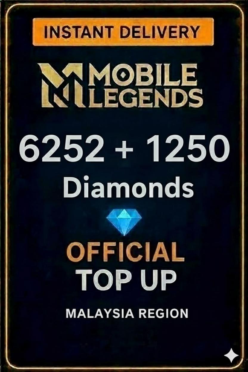 Mobile Legends 6252 Διαμάντια + 1250 Μπόνους Γέμισμα (Μαλαισία)
