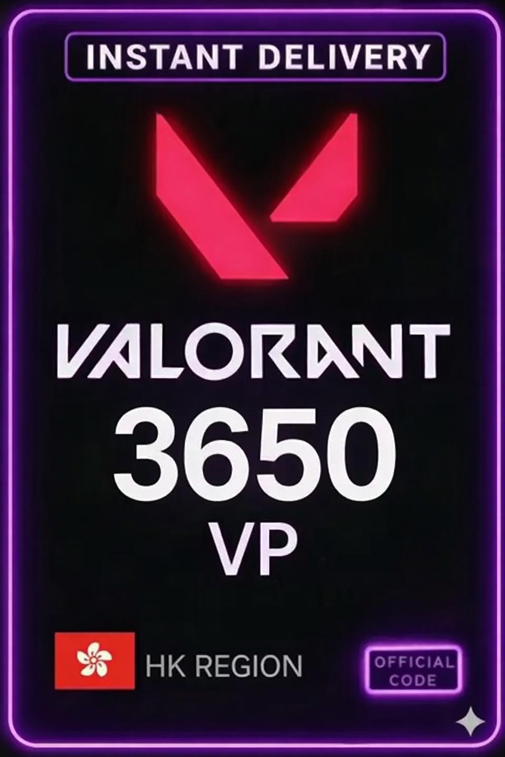 Valorant Points - 3650 VP (Hong Kong)