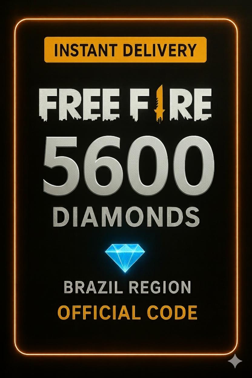 Free Fire - 5600 Diamantes Código + 10% de Bônus Brazil