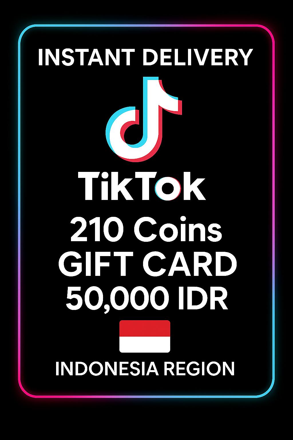 Κάρτα Δώρου TikTok 210 Νομισμάτων 50.000 IDR (Ινδονησία)