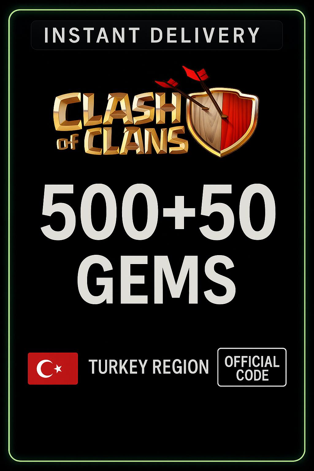 Clash of Clans - 500 + 50 Gems (Top-Up) - Turkey