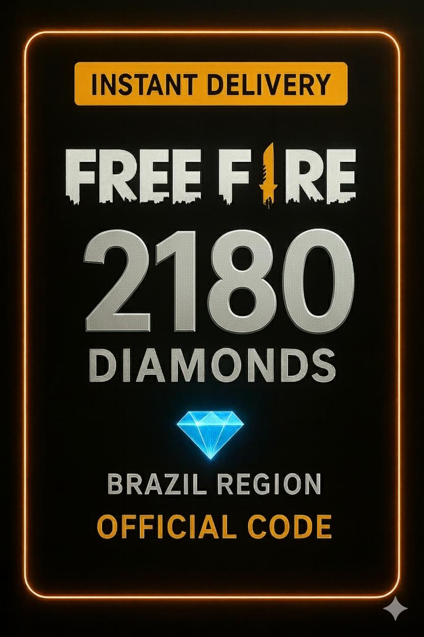 Free Fire - 2180 Diamantes Código + 10% de Bônus Brazil