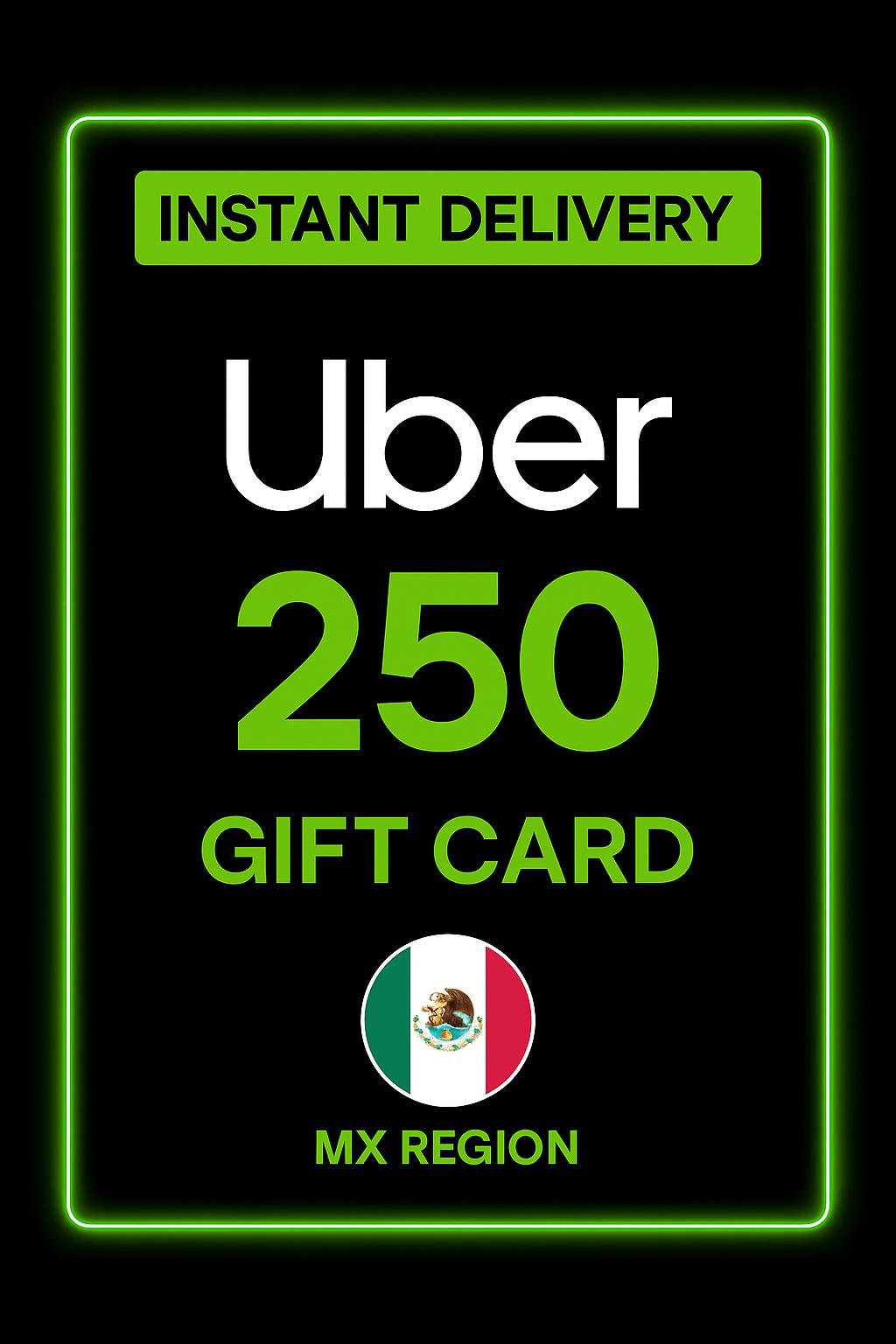 Uber gjafakort - 250 MXN