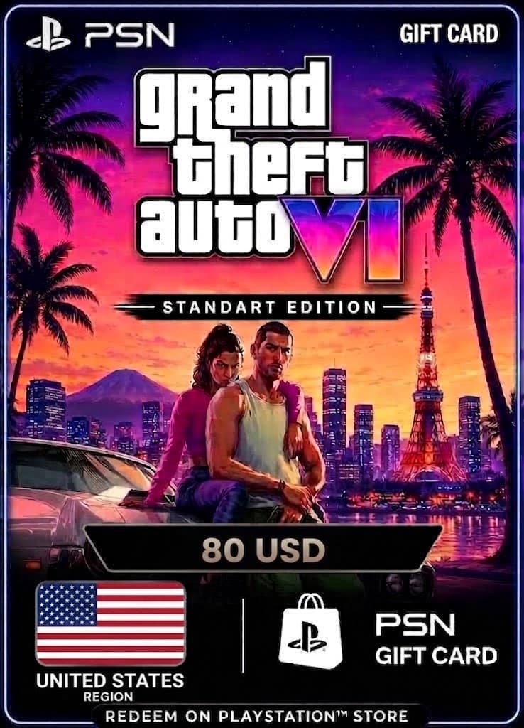 GTA 6: Standart Edition - PSN Gift Card 80 USD (United States)
