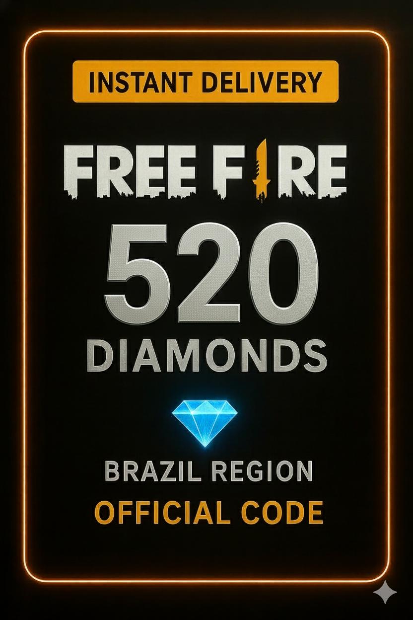 Free Fire - 520 Diamantes Código + 10% de Bônus Brazil