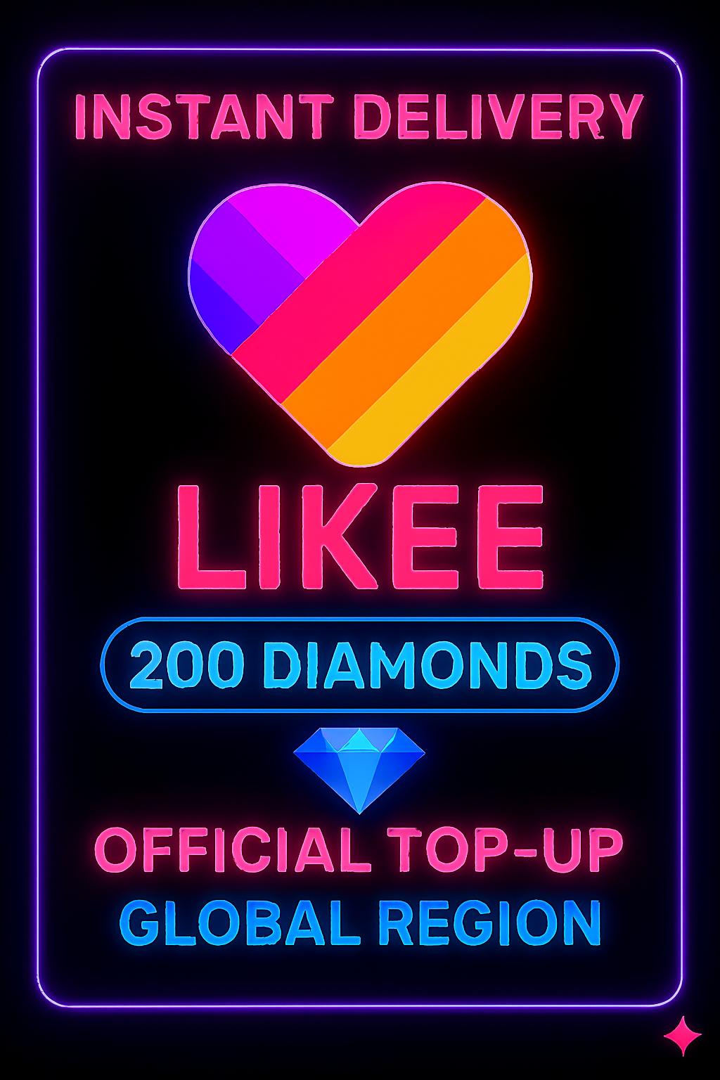Likee 200 Diamonds Top-Up (Global)
