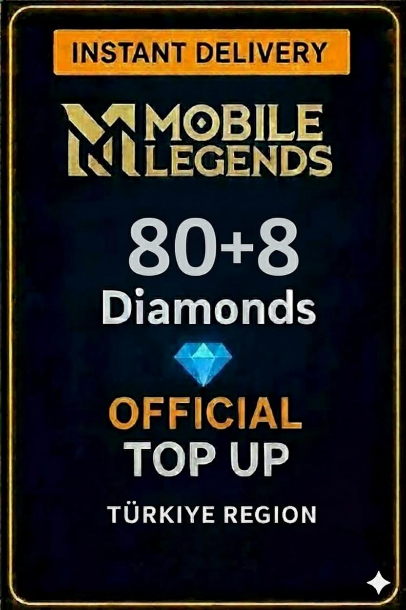 Mobile Legends 80 + 8 Diamonds Top-Up (Turkey)