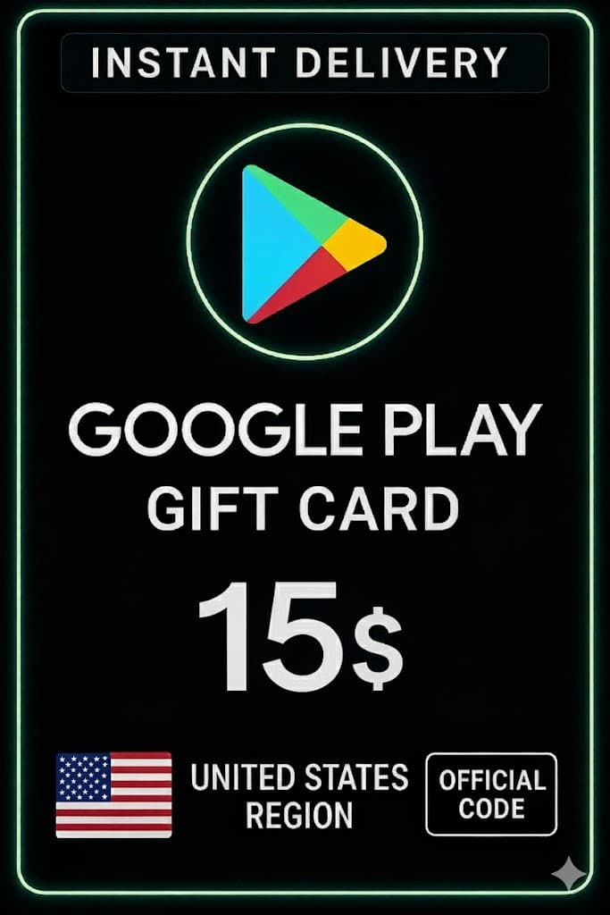 بطاقة هدايا جوجل بلاي - الولايات المتحدة 15 $