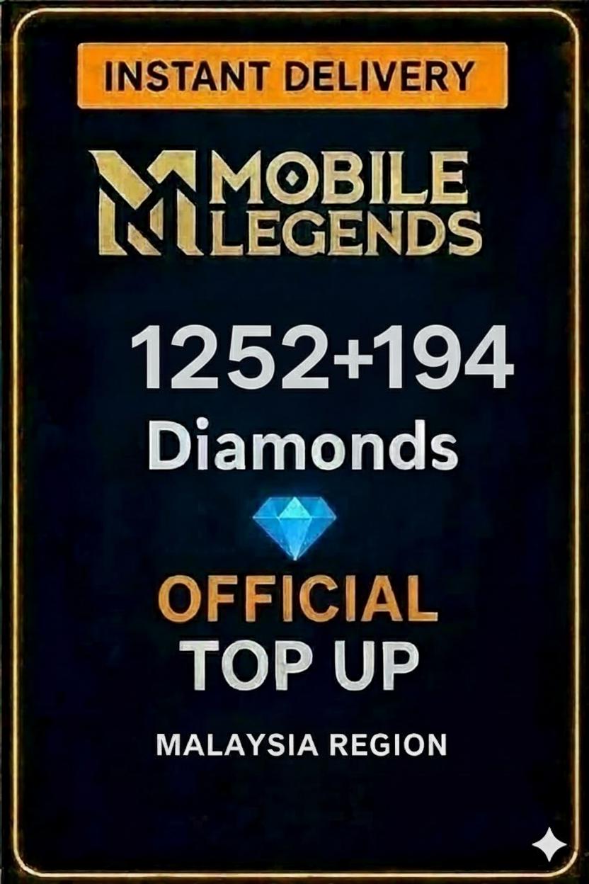 Mobile Legends 1252 Διαμάντια + 194 Μπόνους Φόρτωσης (Μαλαισία)