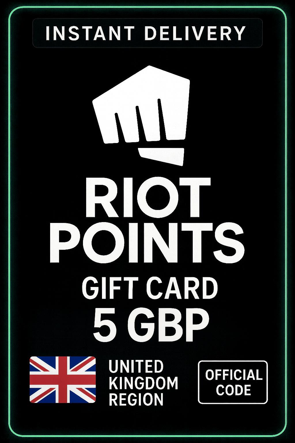 Tarjeta de Regalo Riot Points 5 GBP (Reino Unido)