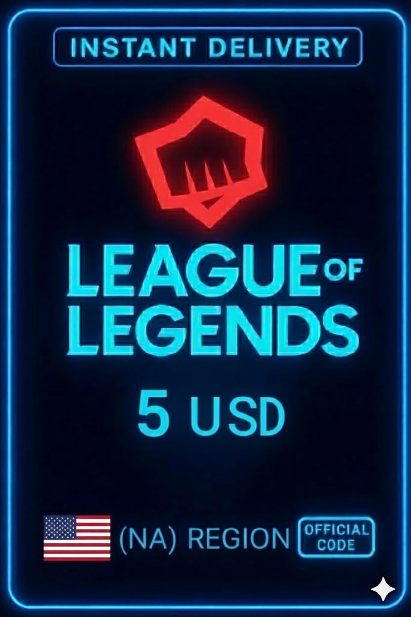 League Of Legends NA 5 Usd Riot Gift Card
