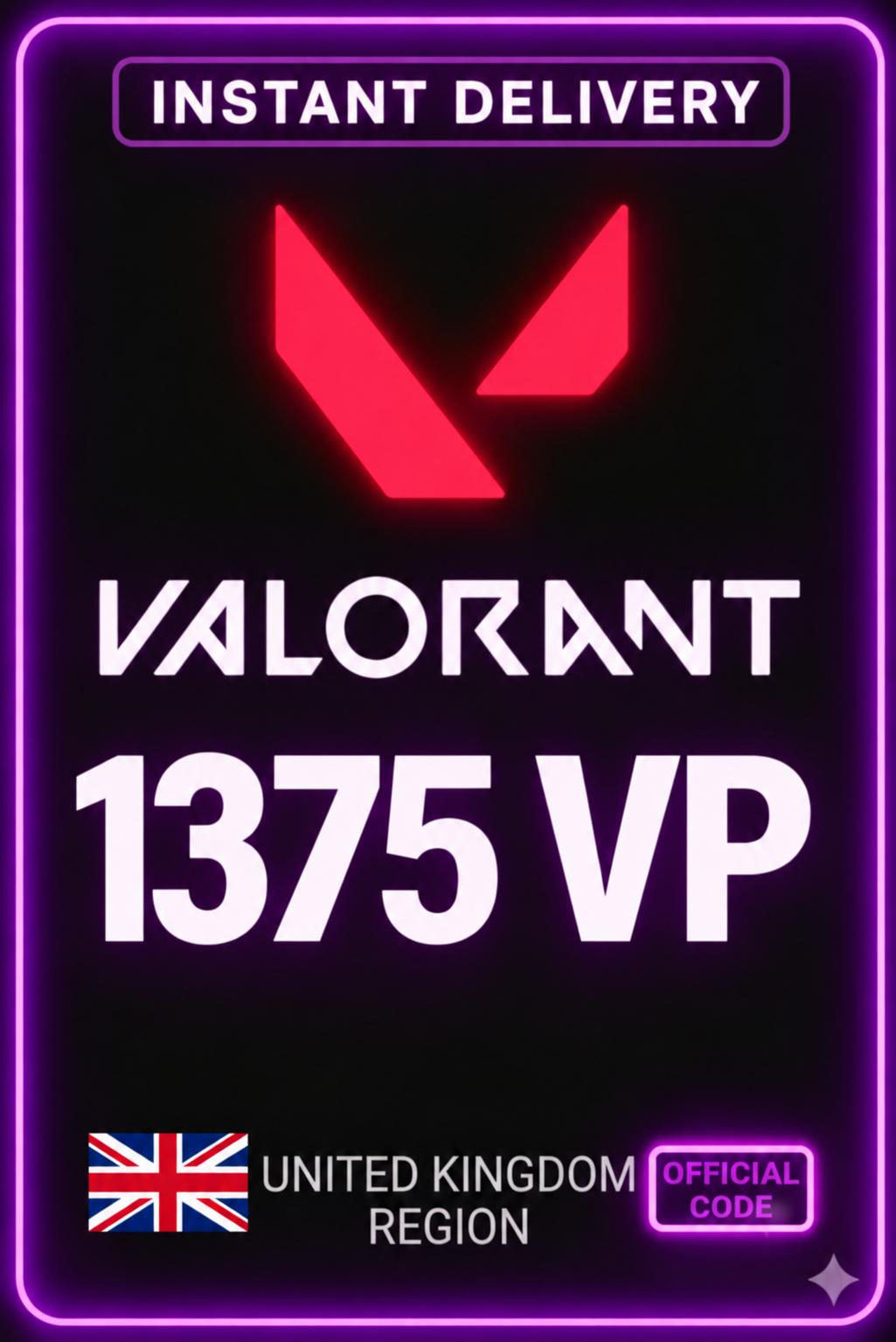 Valorant Points - 1375 VP (UK Server)