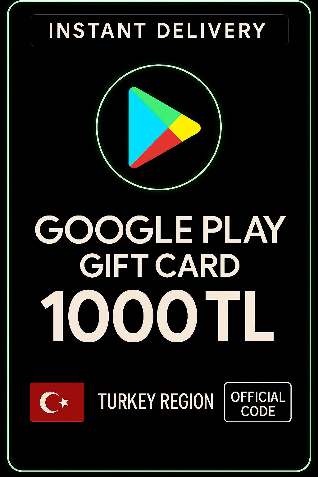 قيمة بطاقة هدايا Google Play 1000 TRY