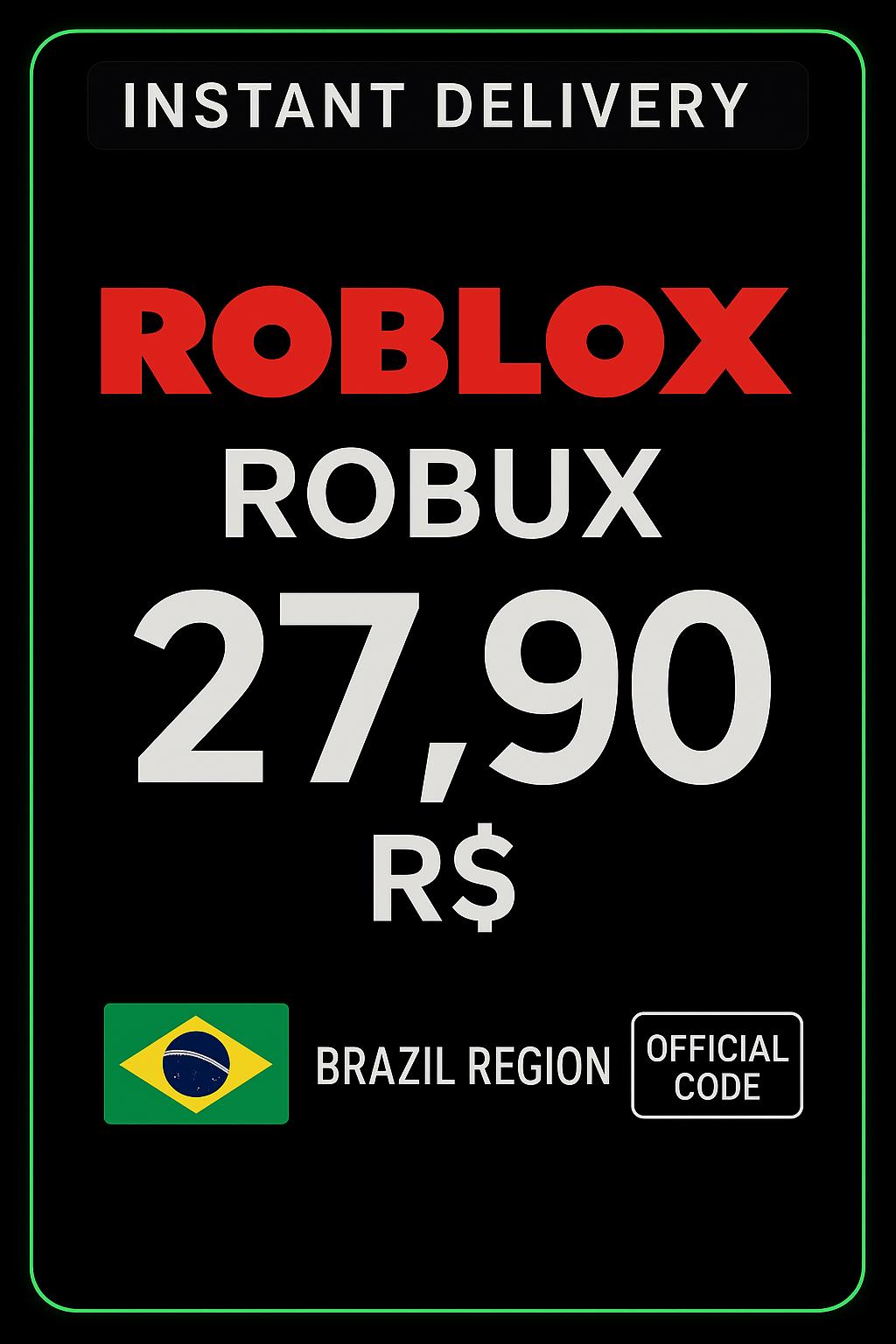 Cartão Presente Roblox R$27,90 ( 400 Robux )