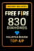 Recarga de 830 Diamantes en Free Fire (Malasia)