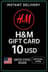 H&M Ajándékkártyák - 10$